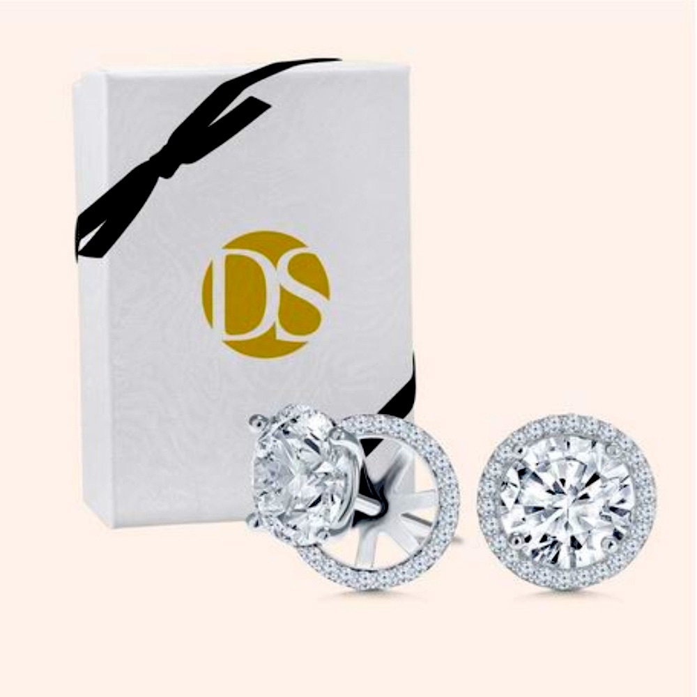 Round Halo Stud CZ earrings